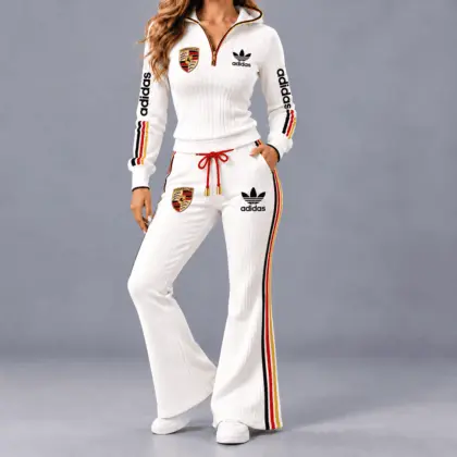 Porsche | Side-Stripe Quarter-Zip Hoodie & Flared Pants Set