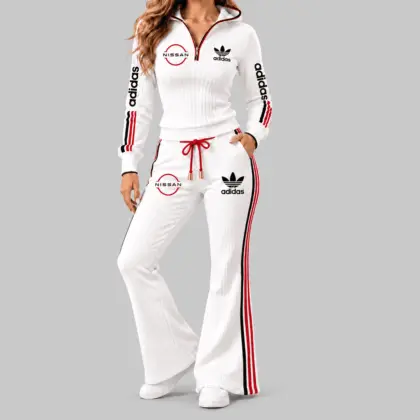 Nissan | Side-Stripe Quarter-Zip Hoodie & Flared Pants Set