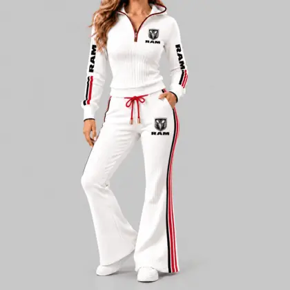 Ram | Side-Stripe Quarter-Zip Hoodie & Flared Pants Set
