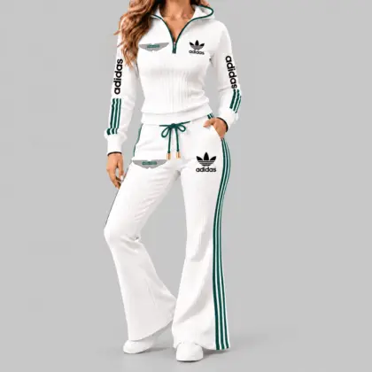 Aston Martin | Side-Stripe Quarter-Zip Hoodie & Flared Pants Set