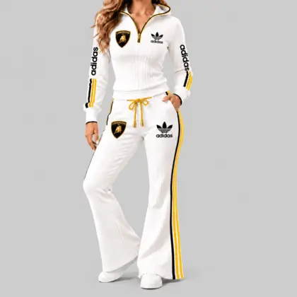 Lamborghini | Side-Stripe Quarter-Zip Hoodie & Flared Pants Set