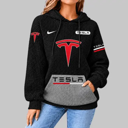 Tesla | Motorsport Emblem Unisex Waffle Hoodie