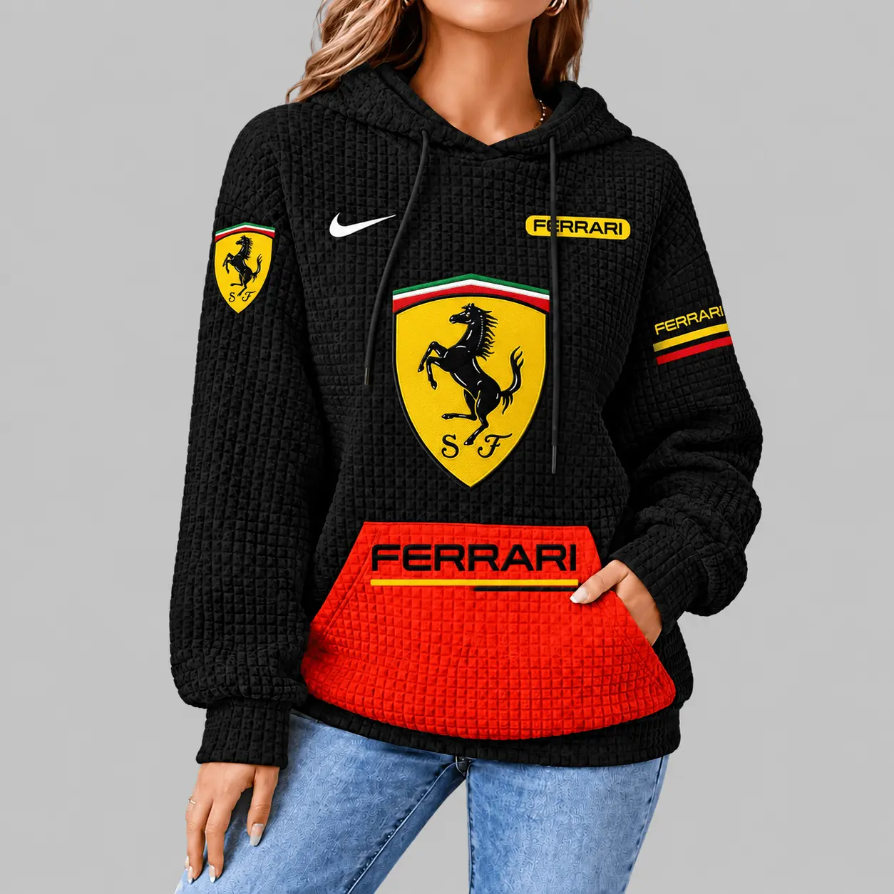 Ferrari | Motorsport Emblem Unisex Waffle Hoodie