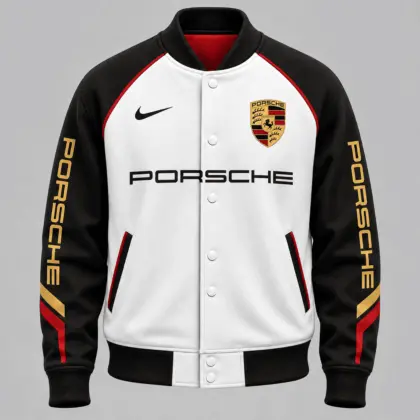 Porsche | Raglan Piped Racing Baseball Jacket