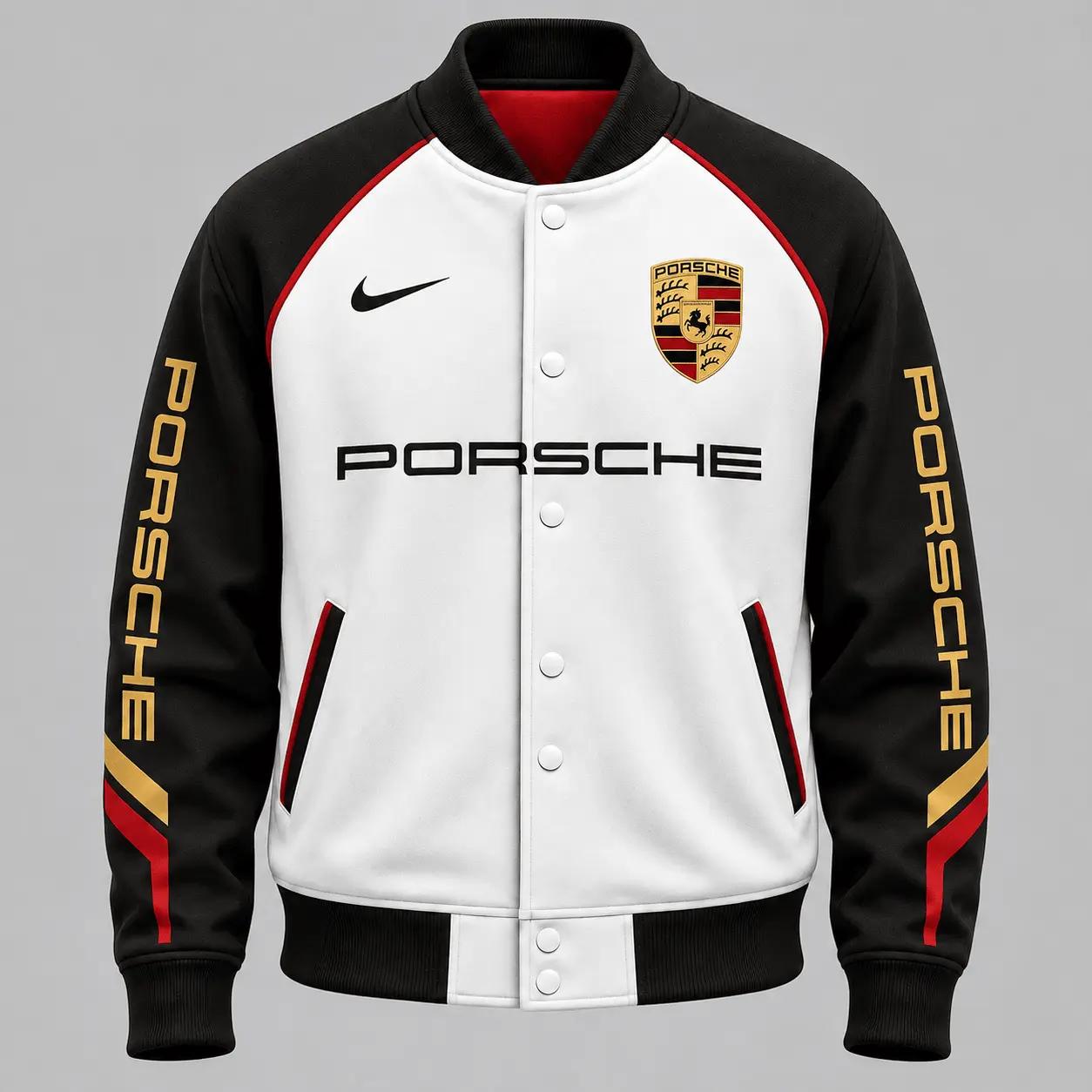 Porsche | Raglan Piped Racing Baseball Jacket