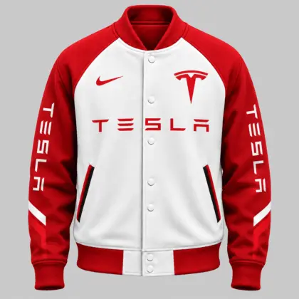 Tesla | Raglan Piped Racing Baseball Jacket