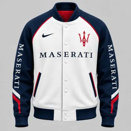 Maserati | Raglan Piped Racing Baseball Jacket