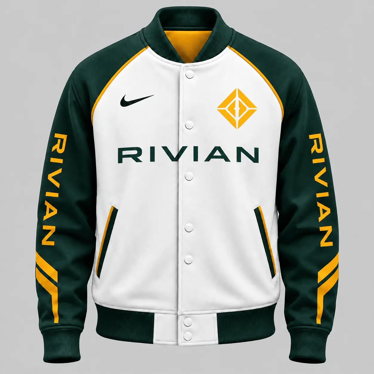 Rivian | Raglan Piped Racing Baseball Jacket