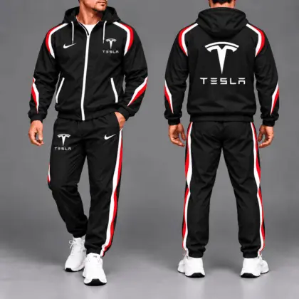Tesla | Luxury Racing Stripe Hoodie & Jogger Set