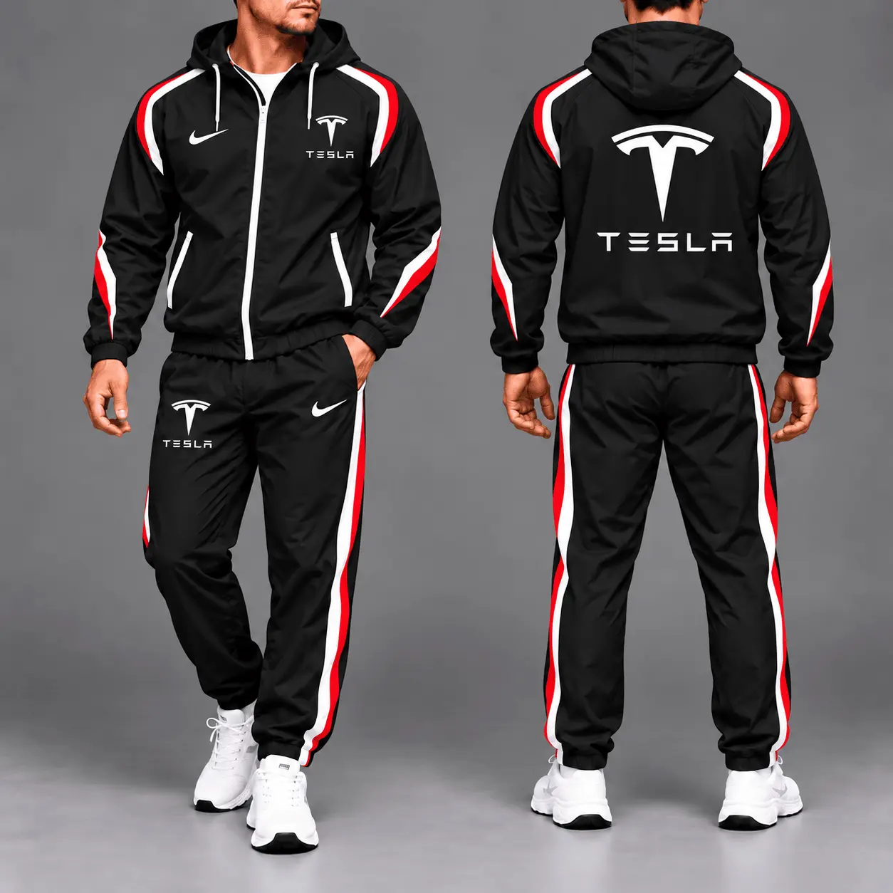 Tesla | Luxury Racing Stripe Hoodie & Jogger Set