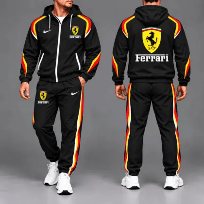 Ferrari | Luxury Racing Stripe Hoodie & Jogger Set