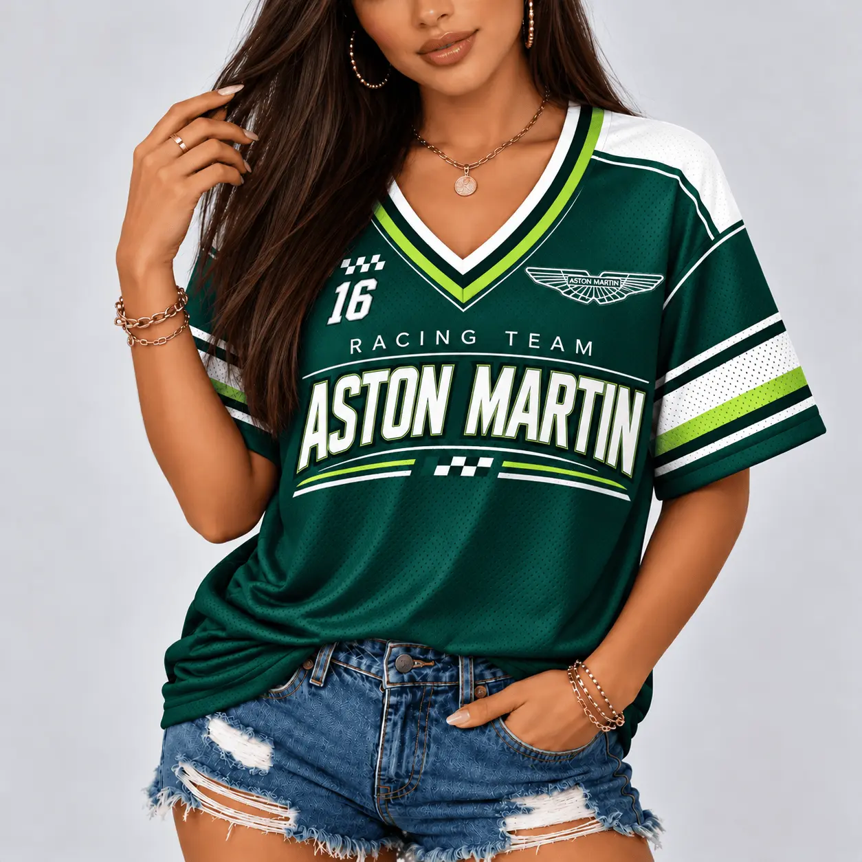 Aston Martin | Racing Team Heritage Stripe V-Neck Shirt
