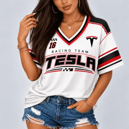 Tesla | Racing Team Heritage Stripe V-Neck Shirt