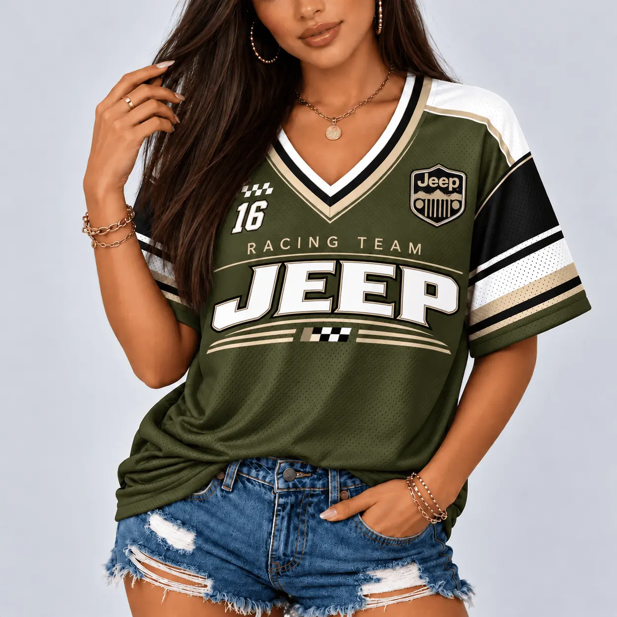 Jeep | Racing Team Heritage Stripe V-Neck Shirt