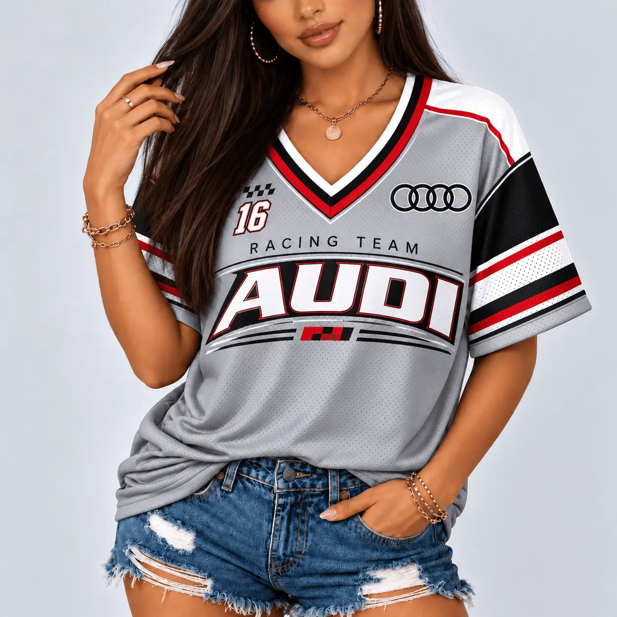 Audi | Racing Team Heritage Stripe V-Neck Shirt