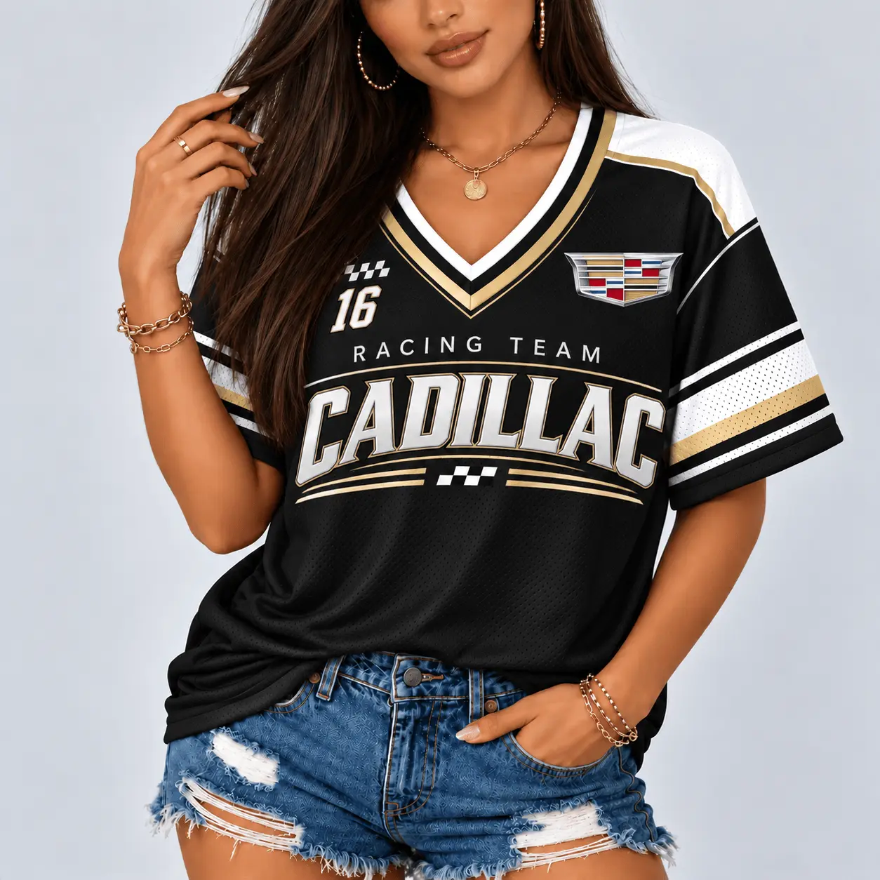 Cadillac | Racing Team Heritage Stripe V-Neck Shirt