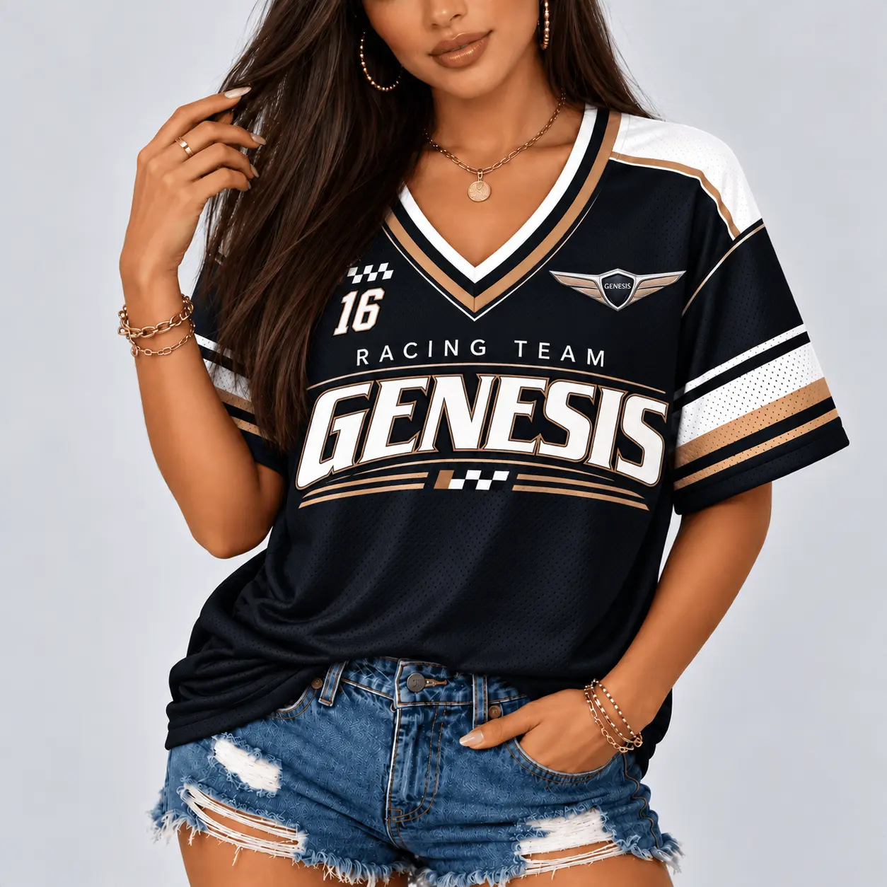 Genesis | Racing Team Heritage Stripe V-Neck Shirt