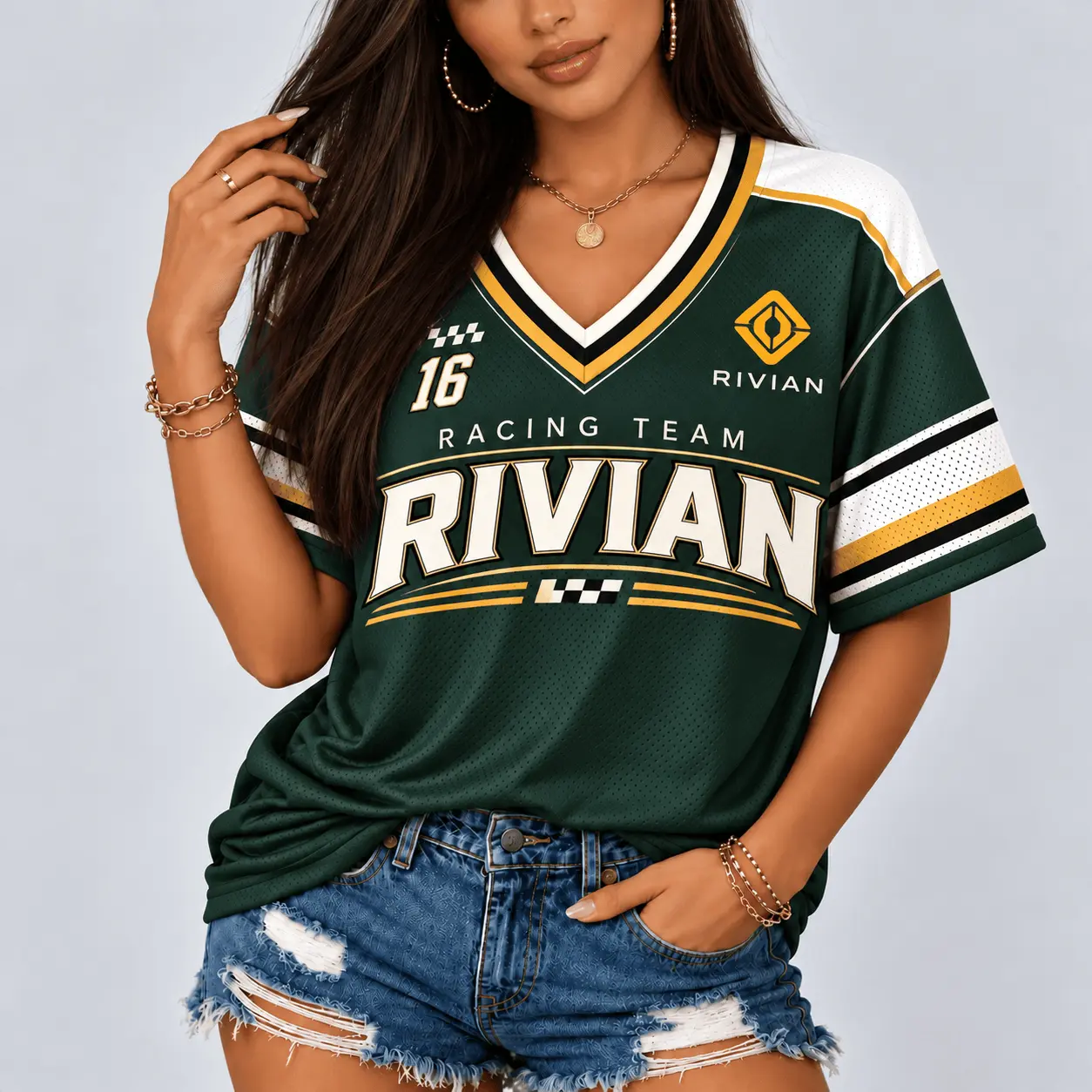 Rivian | Racing Team Heritage Stripe V-Neck Shirt