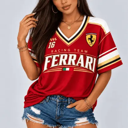 Ferrari | Racing Team Heritage Stripe V-Neck Shirt