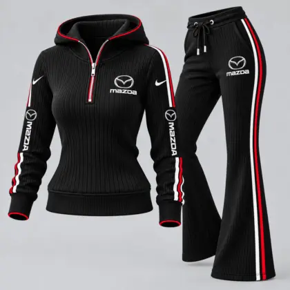 Mazda | Women's Ribbed Quarter Zip Hoodie &amp; Flare Pants Set