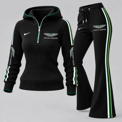Aston Martin | Women's Ribbed Quarter Zip Hoodie &amp; Flare Pants Set