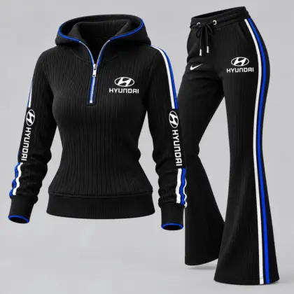 Hyundai | Women's Ribbed Quarter Zip Hoodie &amp; Flare Pants Set