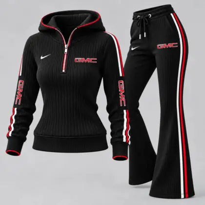 GMC | Women's Ribbed Quarter Zip Hoodie &amp; Flare Pants Set
