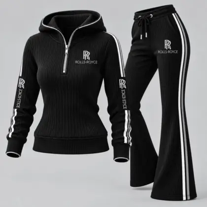 Rolls-Royce | Women's Ribbed Quarter Zip Hoodie &amp; Flare Pants Set