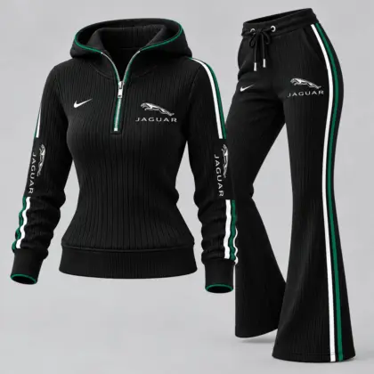 Jaguar | Women's Ribbed Quarter Zip Hoodie &amp; Flare Pants Set