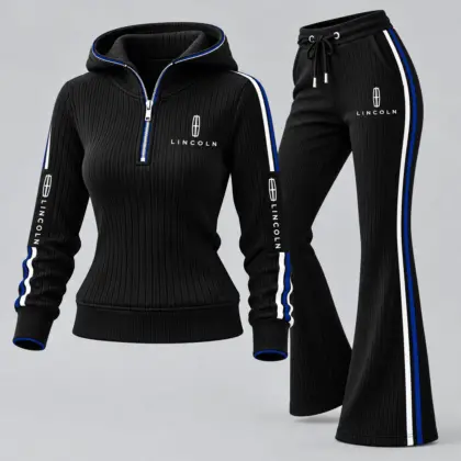 Lincoln | Women's Ribbed Quarter Zip Hoodie &amp; Flare Pants Set