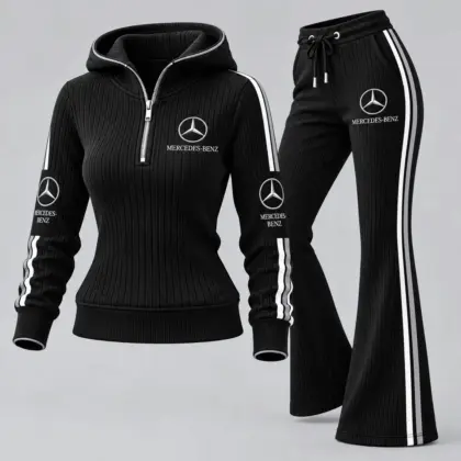 Mercedes-Benz | Women's Ribbed Quarter Zip Hoodie &amp; Flare Pants Set