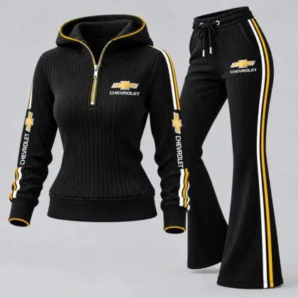 Chevrolet | Women's Ribbed Quarter Zip Hoodie &amp; Flare Pants Set