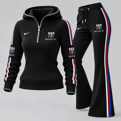 Buick | Women's Ribbed Quarter Zip Hoodie &amp; Flare Pants Set