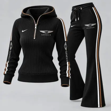 Genesis | Women's Ribbed Quarter Zip Hoodie &amp; Flare Pants Set