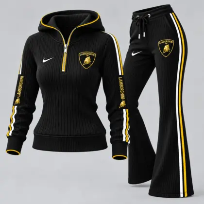 Lamborghini | Women's Ribbed Quarter Zip Hoodie &amp; Flare Pants Set