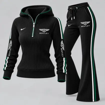 Bentley | Women's Ribbed Quarter Zip Hoodie &amp; Flare Pants Set