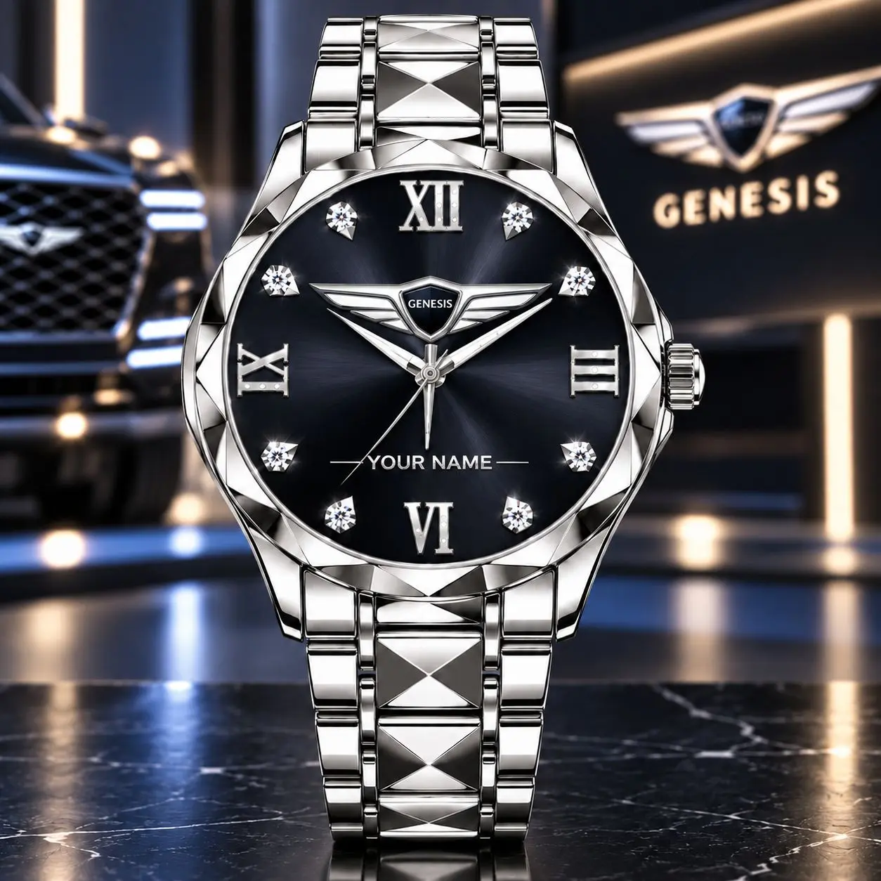 Genesis | Luxury Silver Stainless Steel Watch – Personalized Name Edition