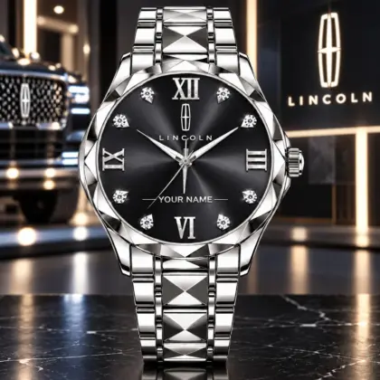Lincoln | Luxury Silver Stainless Steel Watch &ndash; Personalized Name Edition