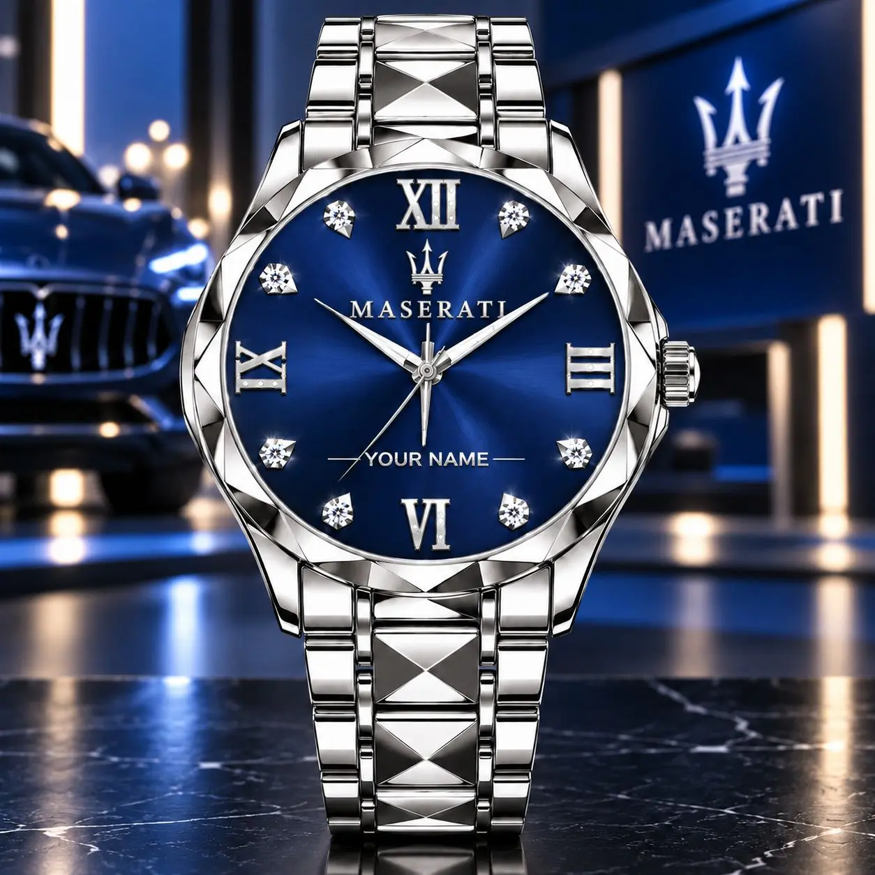 Maserati | Luxury Silver Stainless Steel Watch – Personalized Name Edition