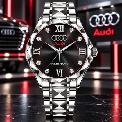 Audi | Luxury Silver Stainless Steel Watch &ndash; Personalized Name Edition