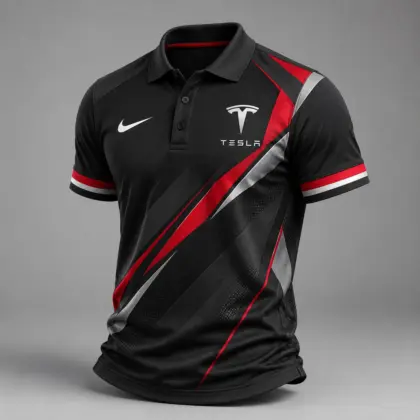 Tesla | Luxury Motorsport Carbon Fiber Graphic Racing Polo Shirt