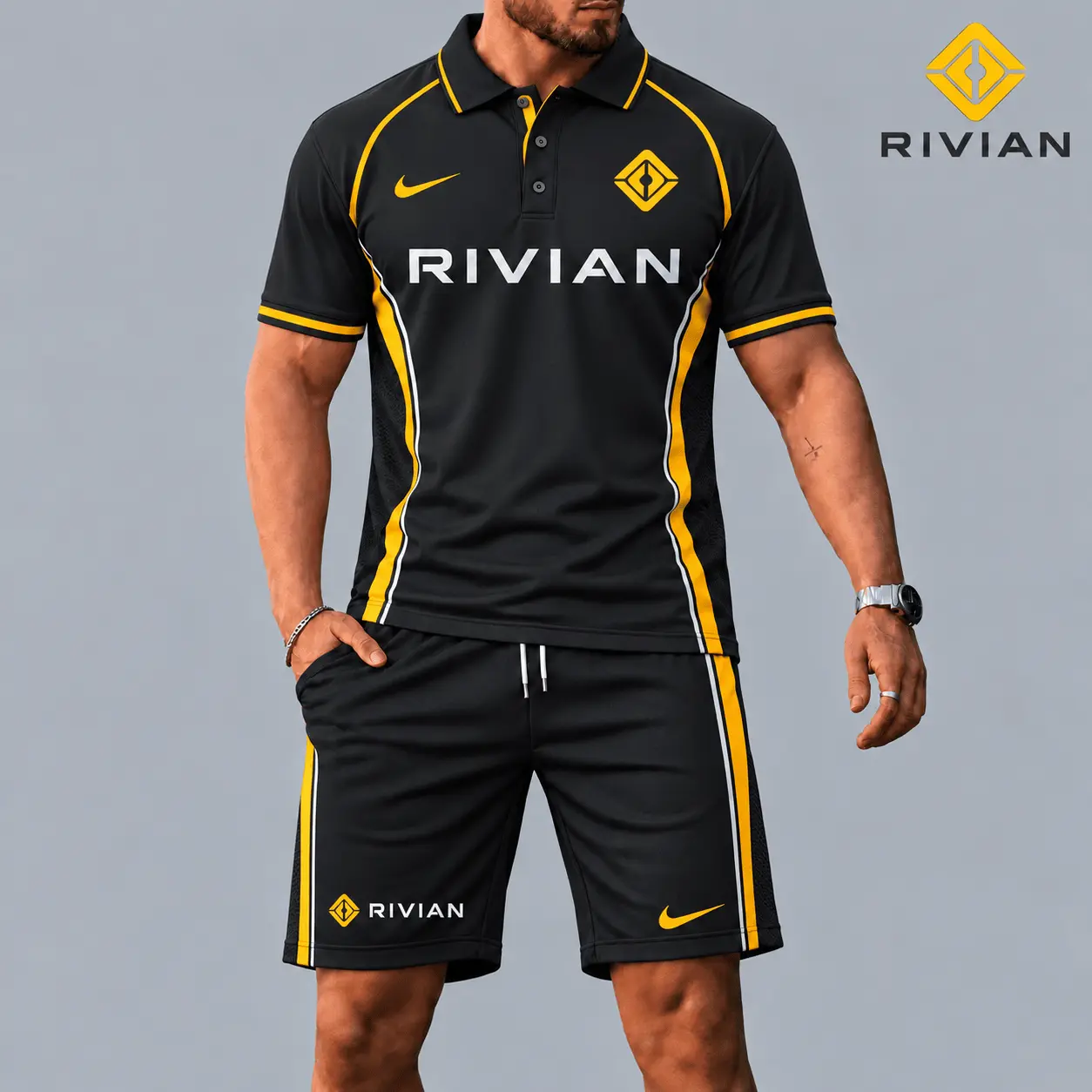 Rivian | Racing Style Polo Shirt and Shorts Set