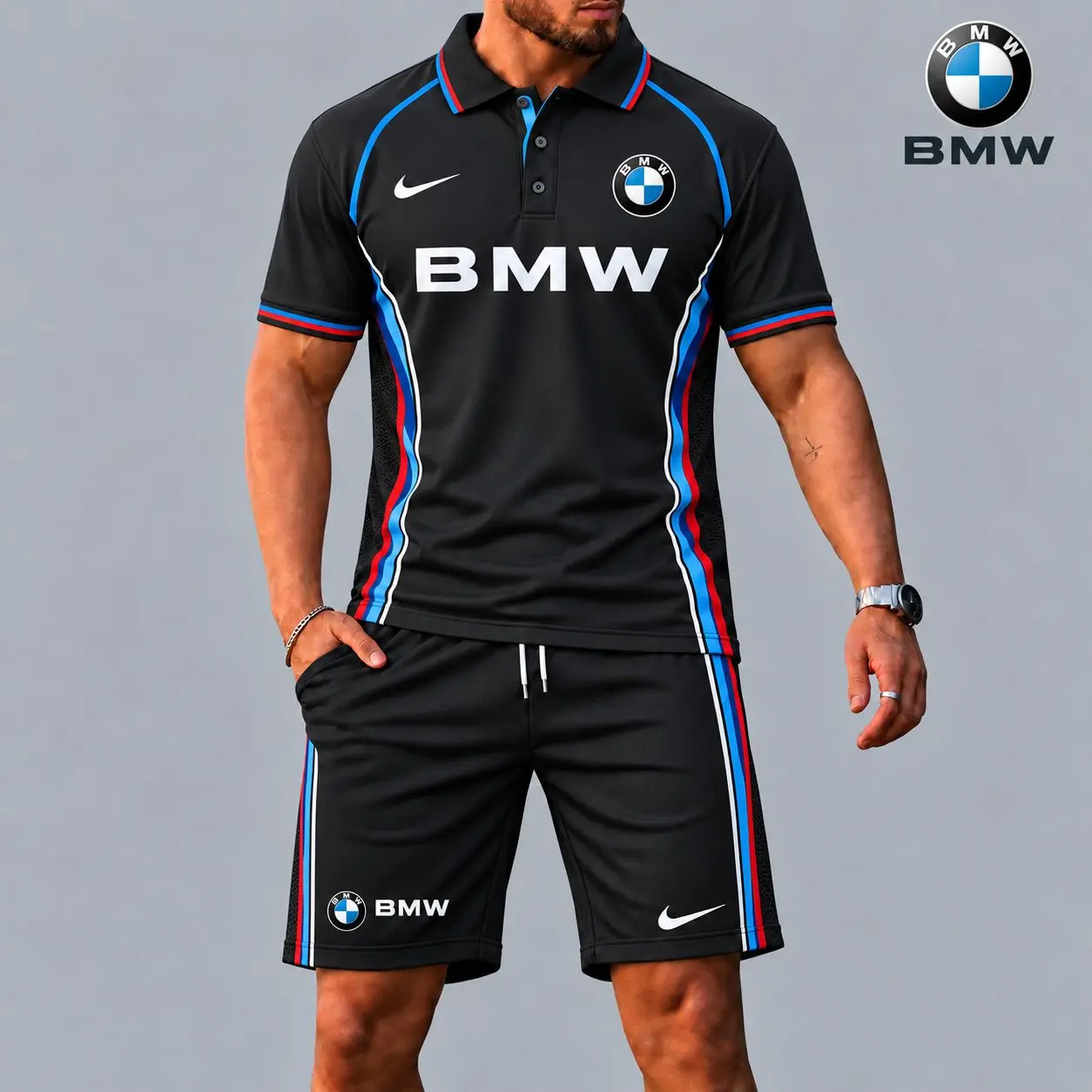 BMW | Racing Style Polo Shirt and Shorts Set