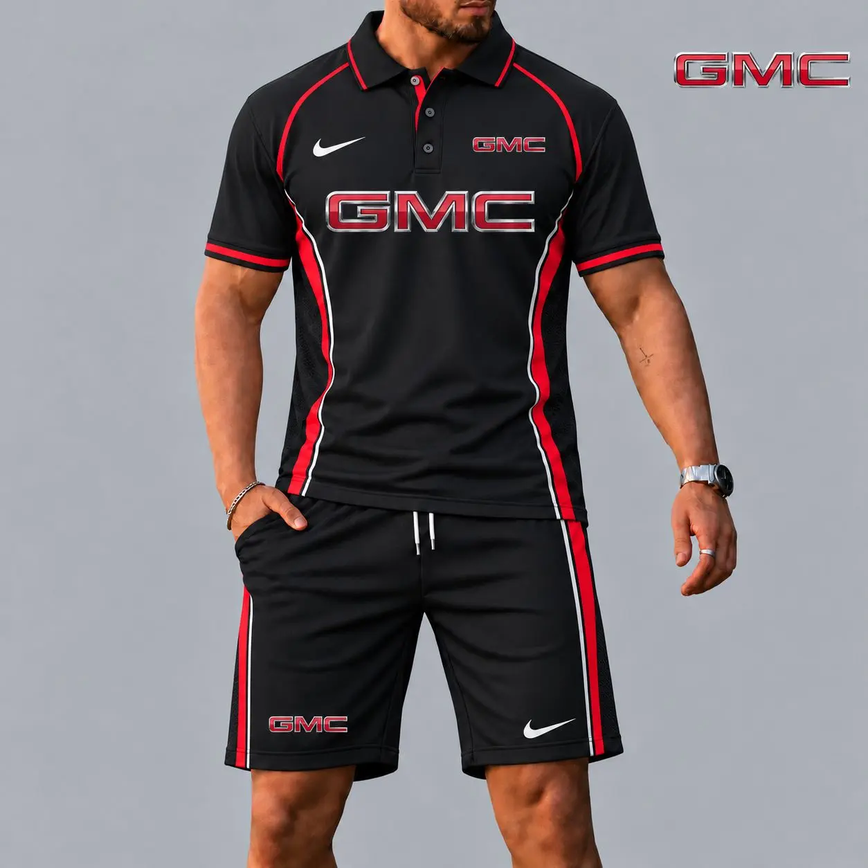 GMC | Racing Style Polo Shirt and Shorts Set