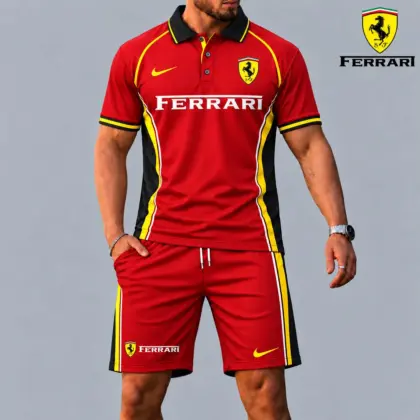 Ferrari | Racing Style Polo Shirt and Shorts Set