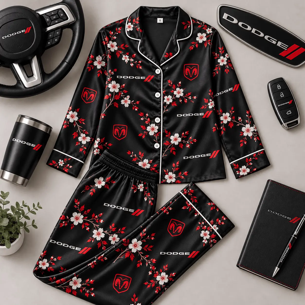 Dodge | Floral Satin Pajama Set