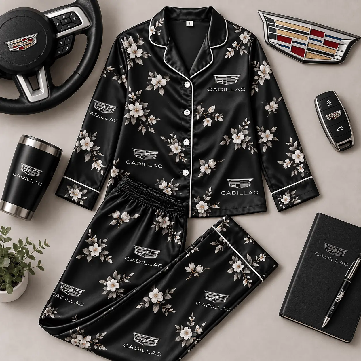 Cadillac | Floral Satin Pajama Set