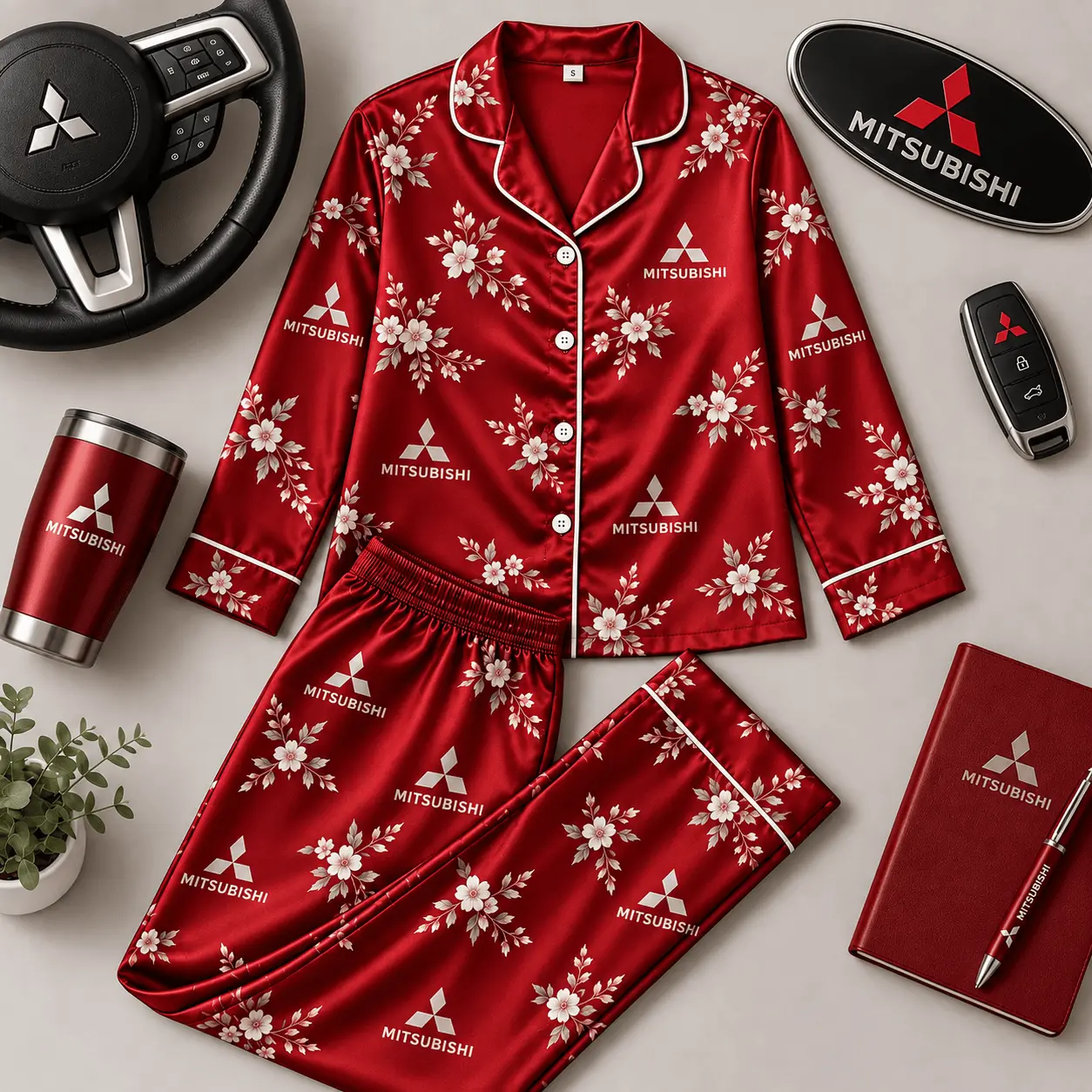 Mitsubishi | Floral Satin Pajama Set