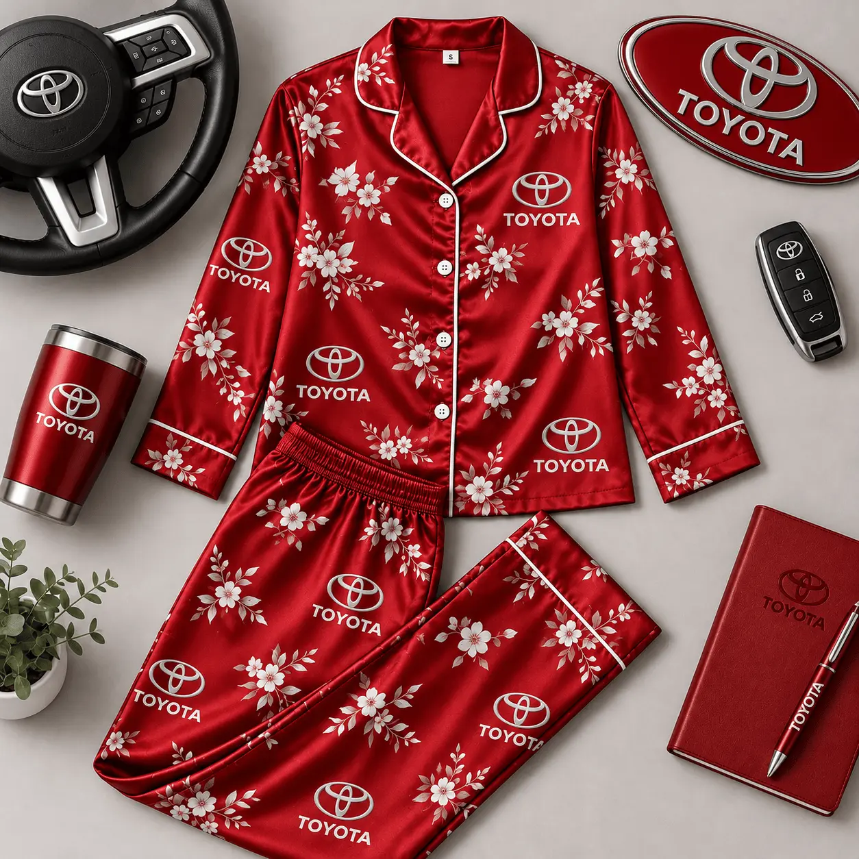 Toyota | Floral Satin Pajama Set