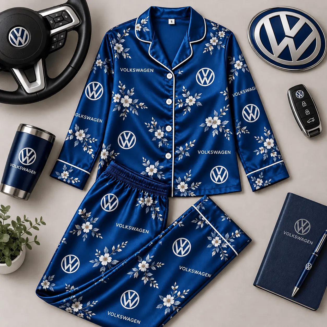 Volkswagen | Floral Satin Pajama Set